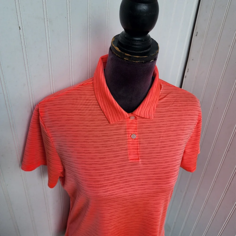 Adidas Climacool Polo Golf Shirt Women's Short Sleeves Orange Size L - Picture 4 of 11